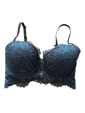 ⭐️ La Senza Diva Demi Black & Teal Lace Bra- 34DD